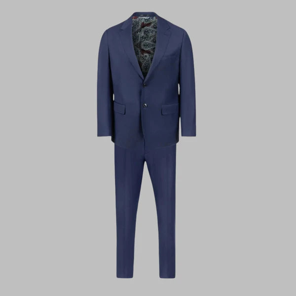 Centrion Men's Blue Wool Suit-Slim Fit