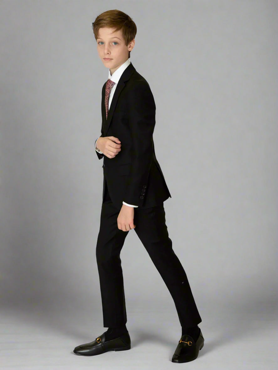 Centrion Boys Black Wool Suit-Slim Fit