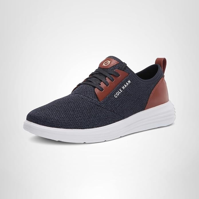 Cole Haan Men\'s Knit Lace-Up Shoes in Navy with Brown Trim Mens Cole Haan Grand Remix Knit Shoes In Navy | Soletrader main image 3