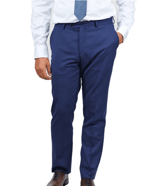 Arthur Black Mens Blue Wool Peak Lapel Ticket Pocket Suit-Slim Fit