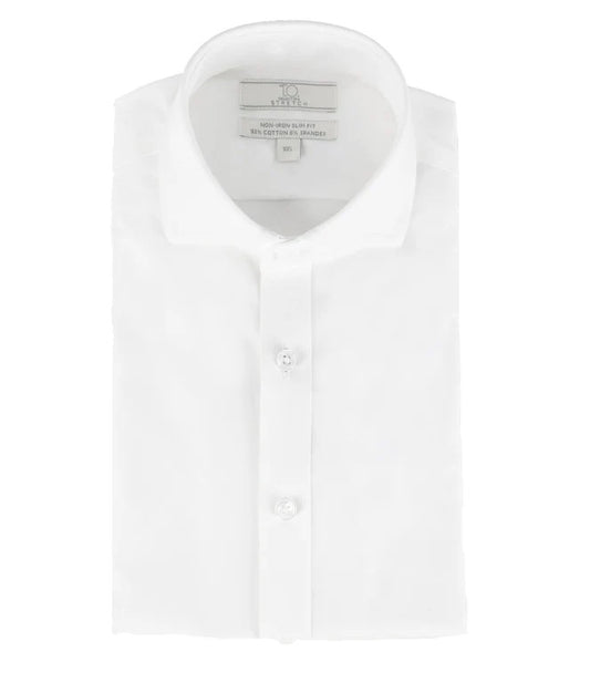 TO Boys Stretch White Shirt-Twill Weave