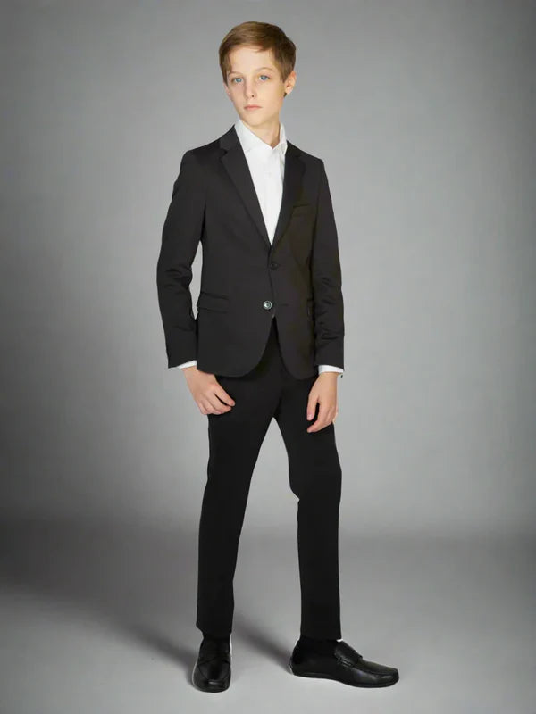 T.O. Boys Black Soho Stretch Suit-Slim Fit