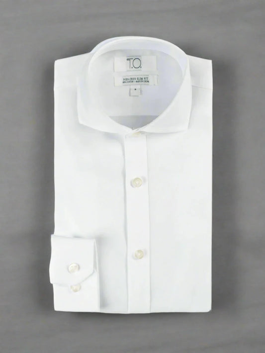TO Blue Label Boys Cuff links White Shirt-Pinpoint Weave