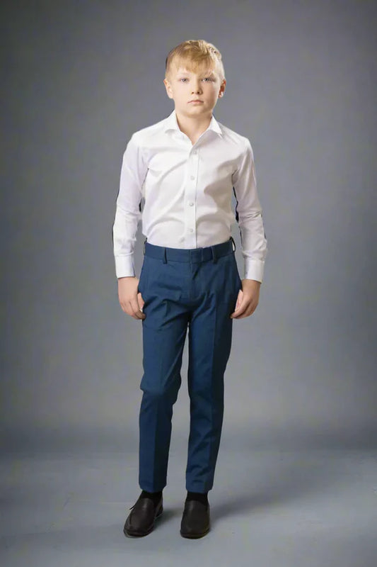 T.O. Boys Heather Blue Soho Stretch Suit-Slim Fit