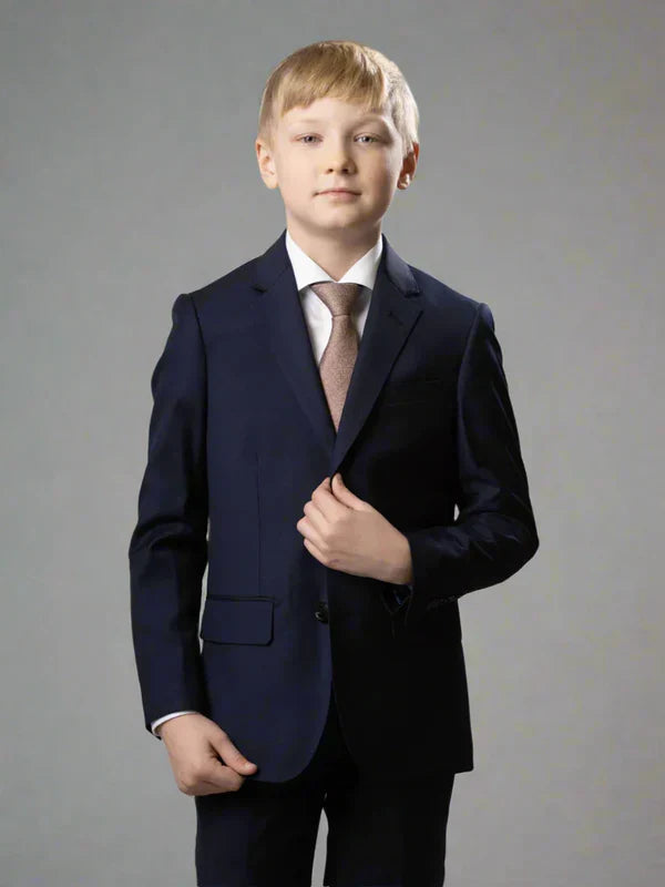 Centrion Boys Husky Fit Blue Wool Suit