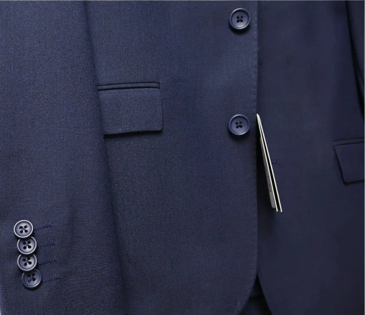 T.O. Boys Blue On Navy Flex Suit-Pinpoint Weave Flex-25-Slim Fit