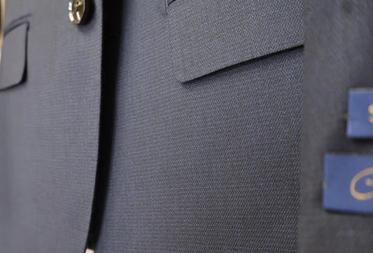 Cardeliano Mens Wool Blue On Navy Suit-Sharkskin Weave