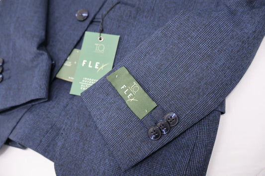 T.O. Boys Blue Flex Suit-Plaid Pattern Flex-24