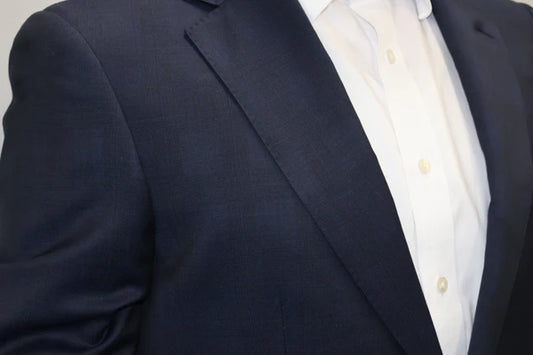 Cardeliano Mens Dark Blue Wool Suit-Navy Windowpane