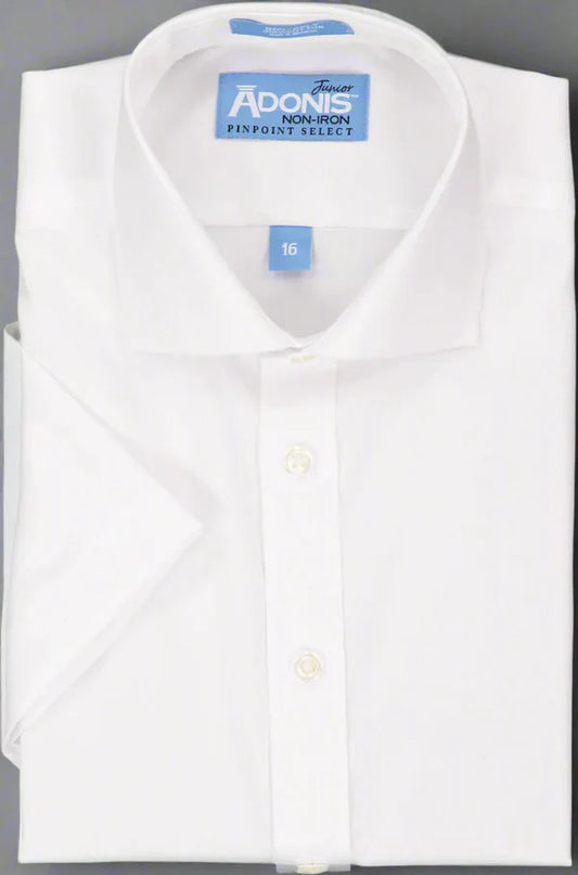 Adonis Boys Short Sleeve Non Iron Shirt-Pinpoint Weave