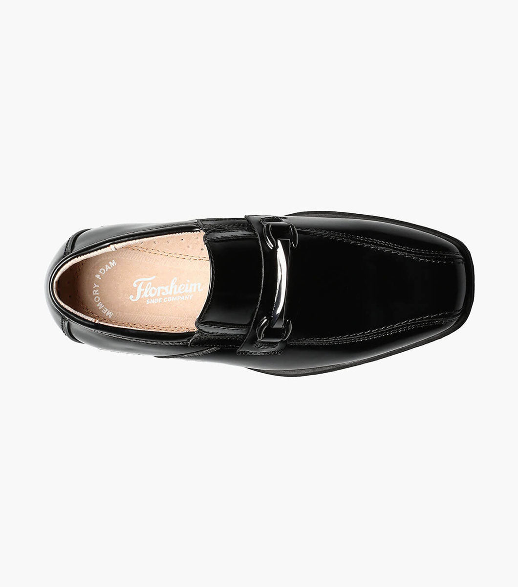 Florsheim Boys Black Loafers With Buckle BikeToe Bit 16540