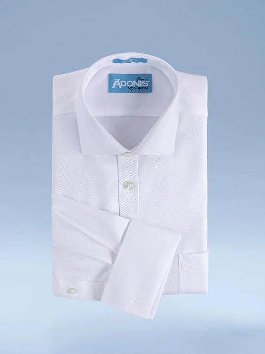 Adonis Boys Non Iron Cufflink Shirt-Pinpoint Weave