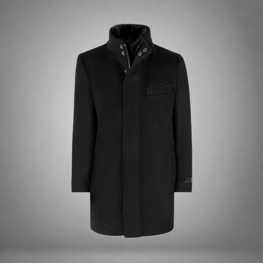 Mens Lincoln Duck Down Filled Wool Winter Coat-Black