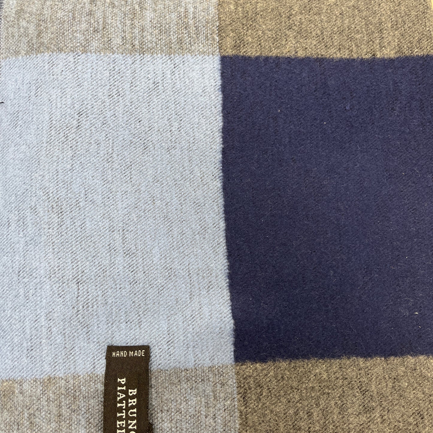 Bruno Piatelli Silk Scarf-Tricolor Blue/Beige/White