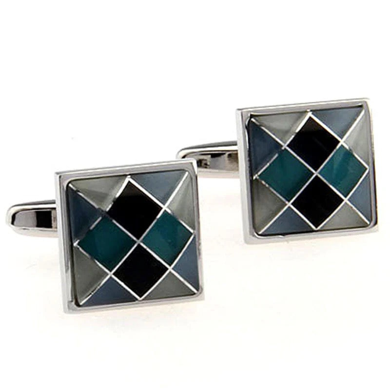 TOM ORR SILVER BLUE CUFFLINKS - SQAURE CL-2003