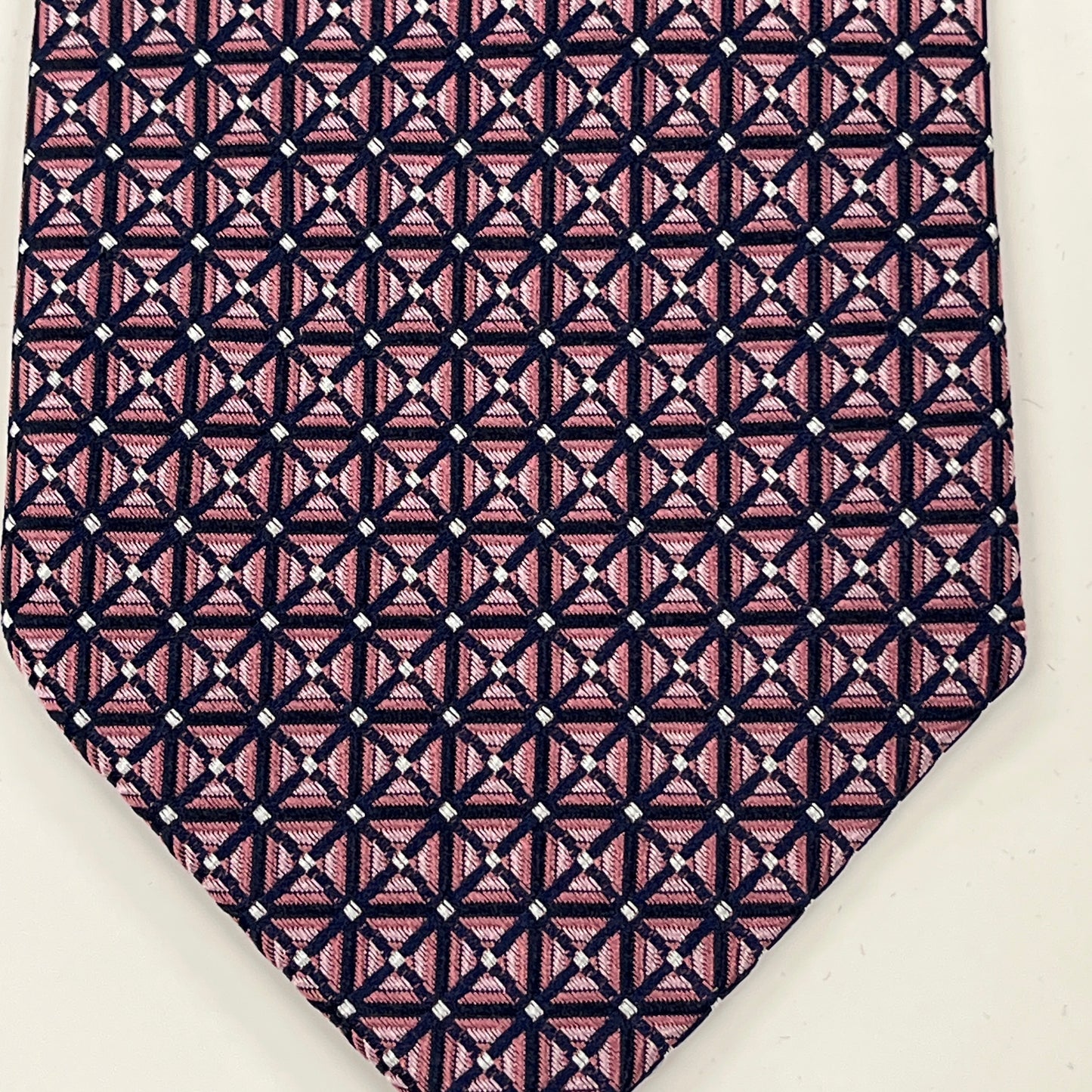 Bruno Piattelli Tie Mens Silk Pink Black Geometric BR0037