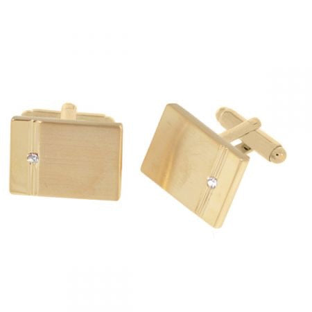 Solitaire Gold Polish Brushed Cuff Links