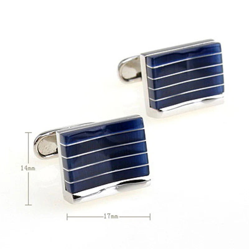 TOM ORR SILVER SQUARED CUFFLINKS - BLUE SQAURED CL-2055