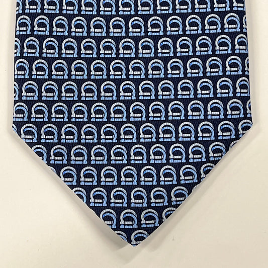 Ferragamo Blue Gancini Double Men's Tie FR0030