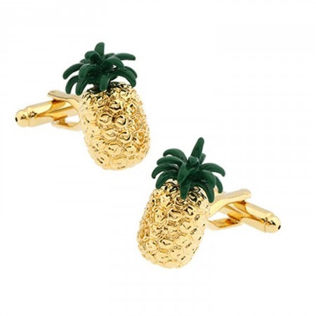 Gold Finish Pineapple Cuff Links