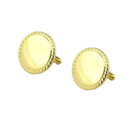 Gold Finish Rope Border Engravable Cuff Links