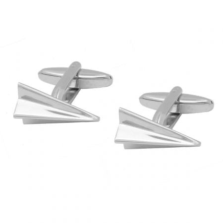 Silver Toned Paper Airplane Cuff Links