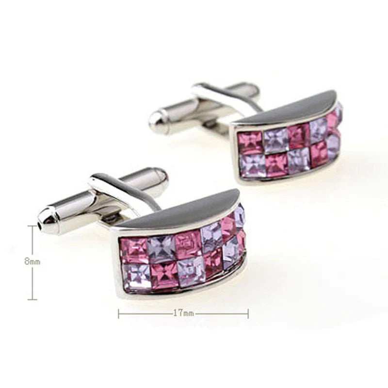 TOM ORR SILVER SQUARED CUFFLINKS - PINK CL-2015