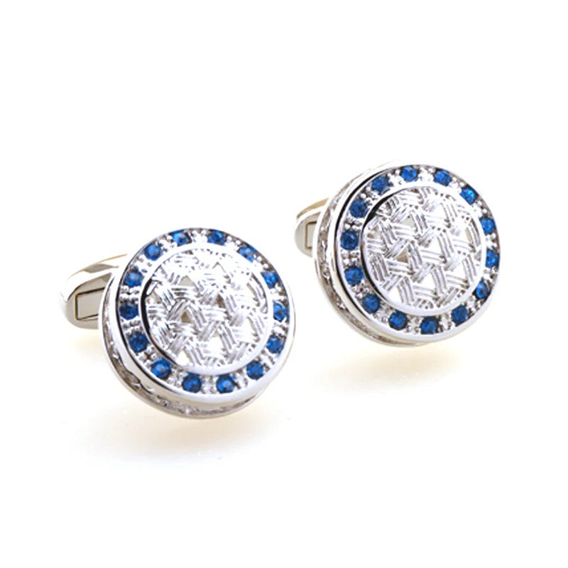 TOM ORR BLUE SILVER DIAMOND CUFF LINKS CL-2059