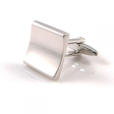 Silver Indented Cuff Links