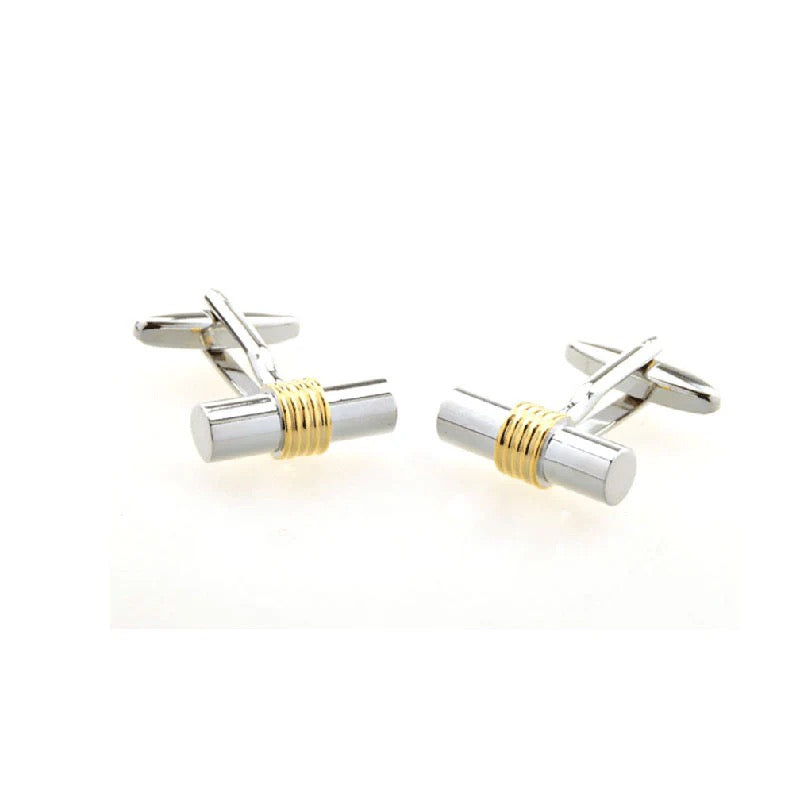T.O. COLLECTION GOLD ROUND CUFFLINKS - SILVER CL-391