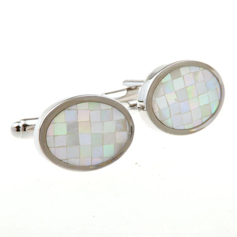 TOM ORR SILVER Glass Design CUFF LINKS Oval CL-1001