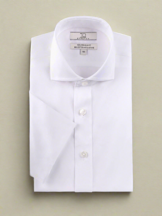 TO Boys Short Sleeve Stretch White Shirt