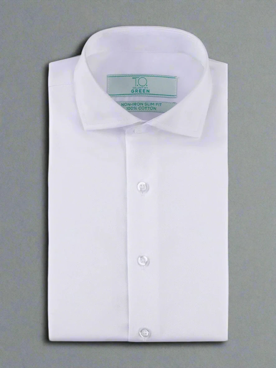 TO Green Label Boys Short Sleeve White Shirt Twill Weave