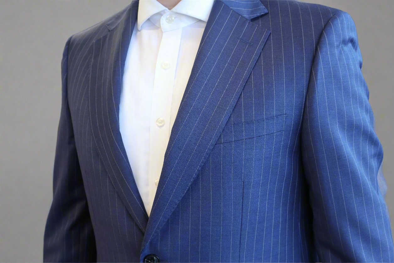 Cardeliano men's navy wool suit-pinstriped
