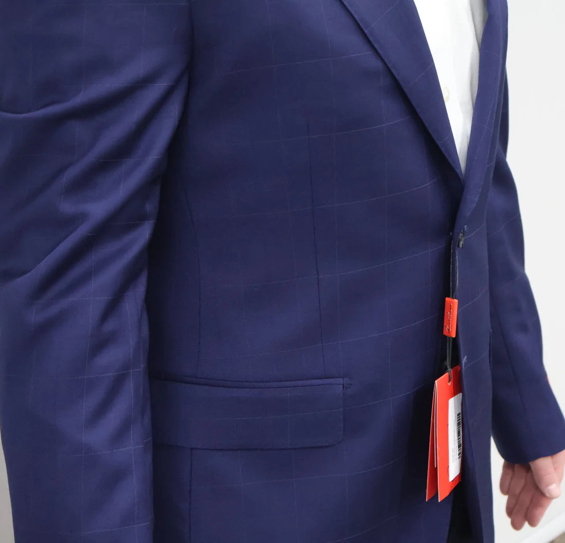 Cardeliano Boys Blue Wool Suit-Windowpane Design