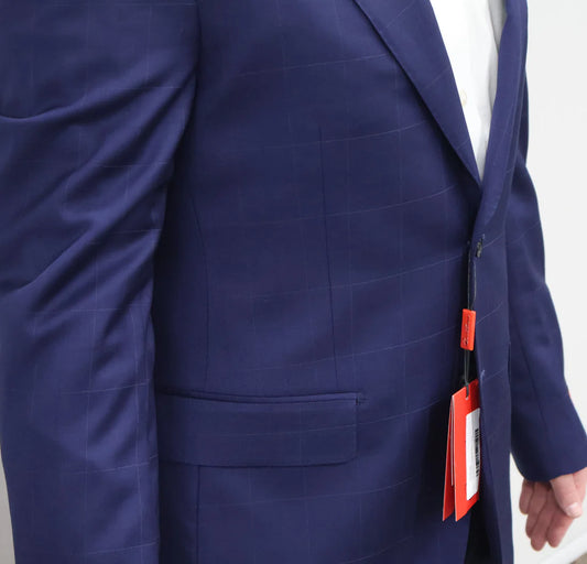 Cardeliano Boys Blue Wool Suit-Windowpane Design