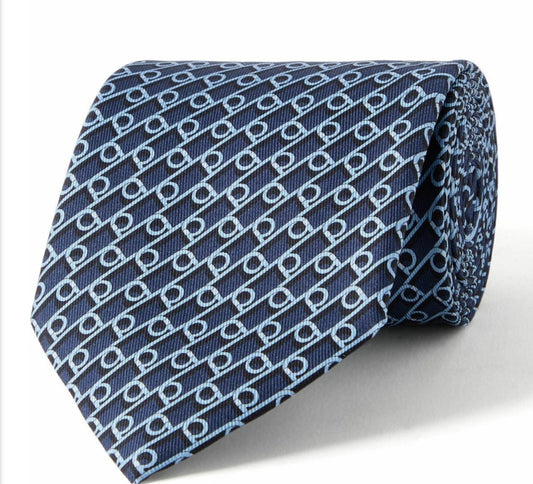 Salvatore Ferragamo Blue Navy Gancini Logo Men's Tie FR0033