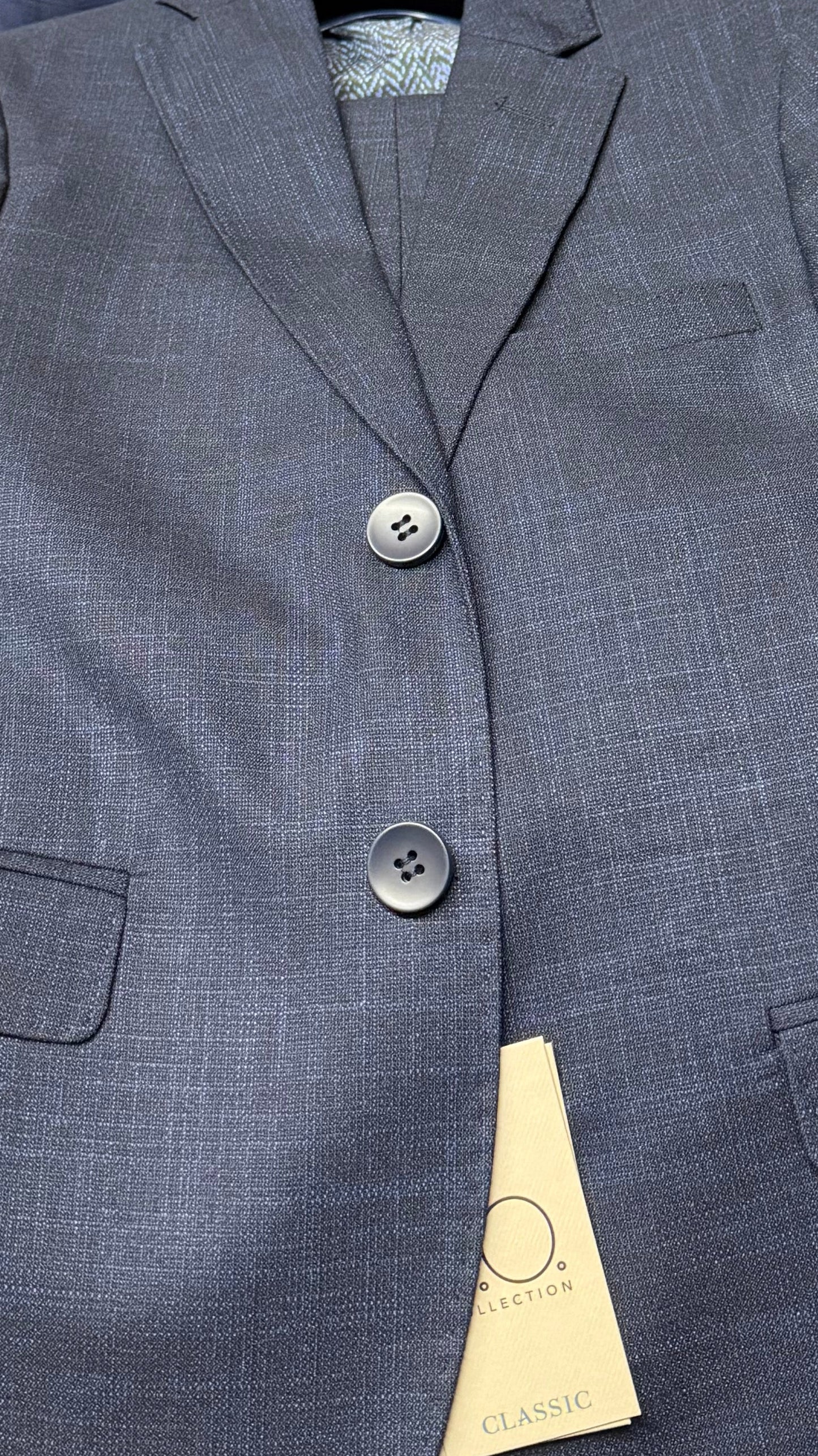 T.O. Boys Dark Navy Sharkskin TR Slim Fit Boys Suit Set – Formal Dress Suit - TBE1852