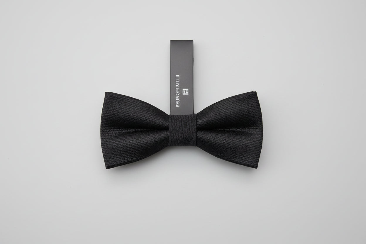 Bruno Piattelli Black Bowtie Silk Self Tie
