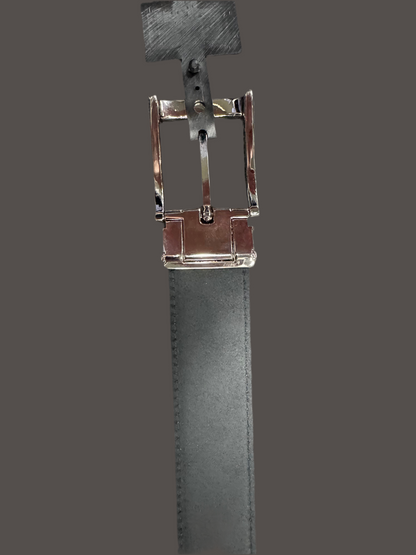 Marco Valentino Mens Belt - Blue Stitch Leather - Rectangle Buckle