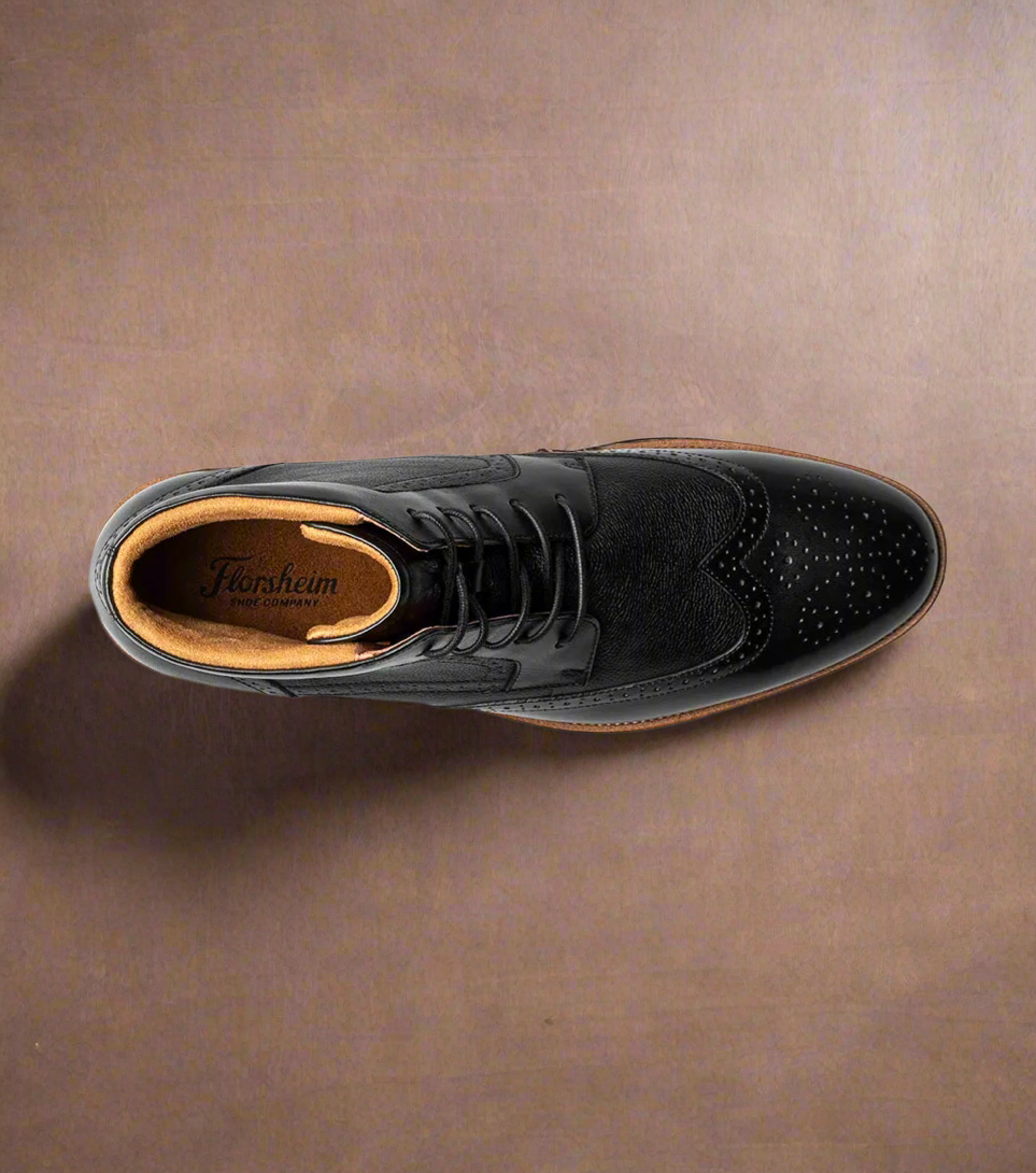 mens black lace up dress boots Florsheim Mens Rucci Wingtip Lace Up Dress Boots 13417 7.5