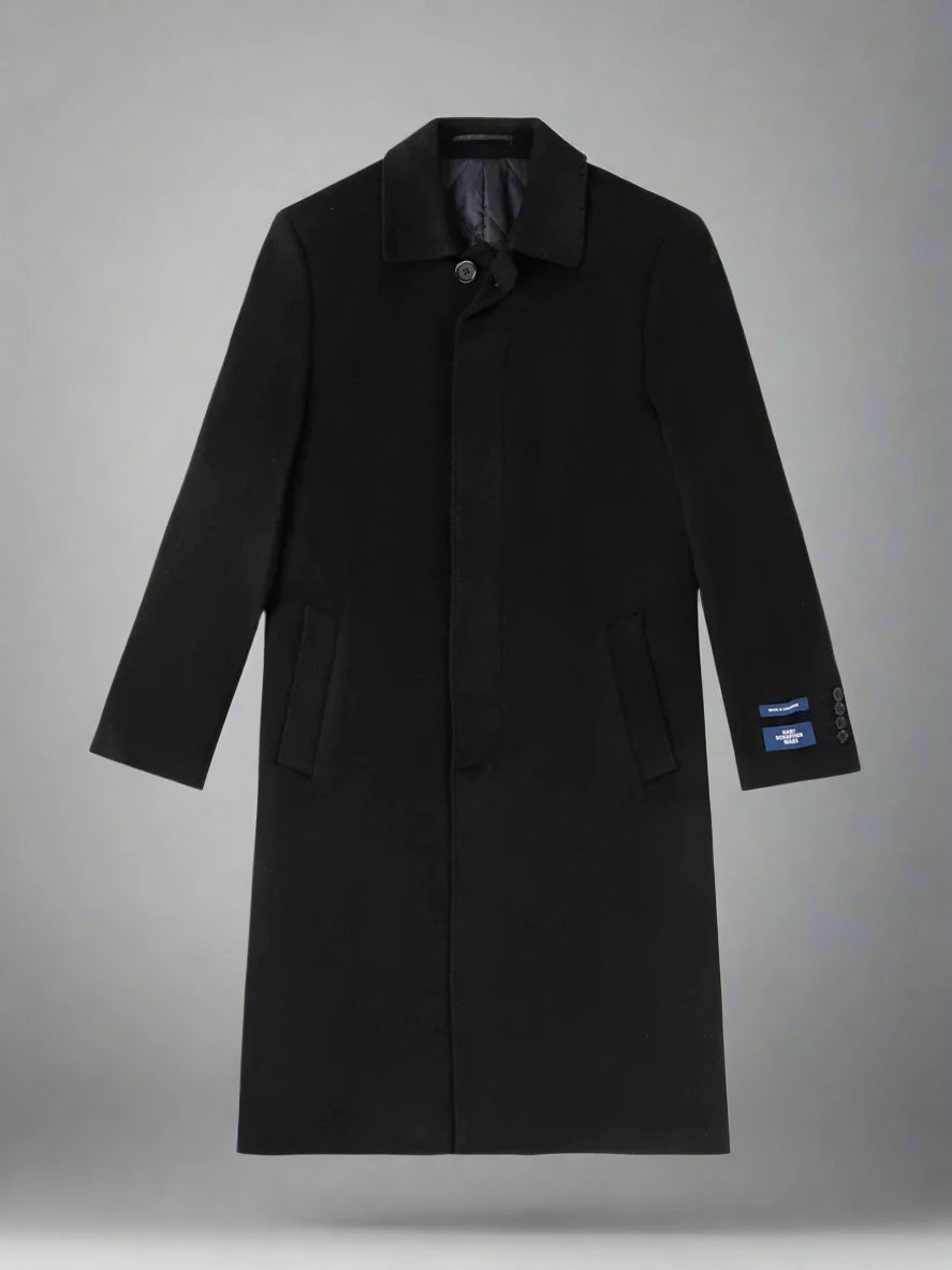 Hart Schaffer Marx Stanley mens Black 
wool coat