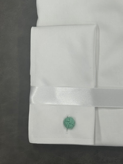 Atica Mens Green Line French Cuff Londoner Cotton White Shirt