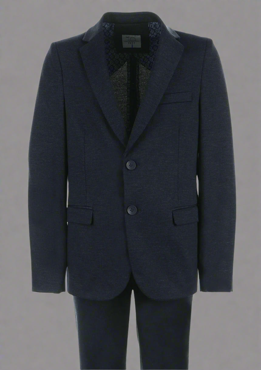 Boys TO Charcoal Soho Stretch Suit Jacket Intricate Weave 