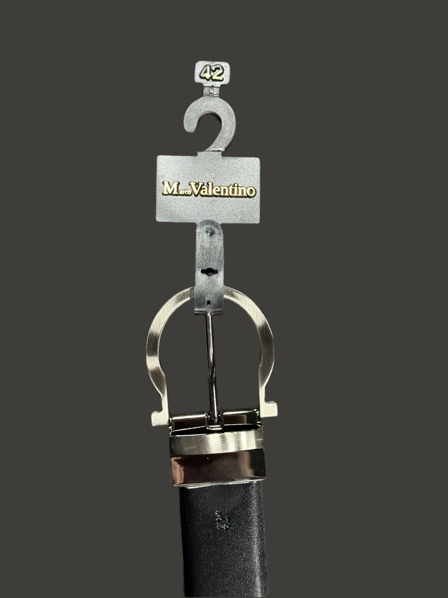 Marco Valentino Mens Belt - Black Leather - Horseshoe Buckle