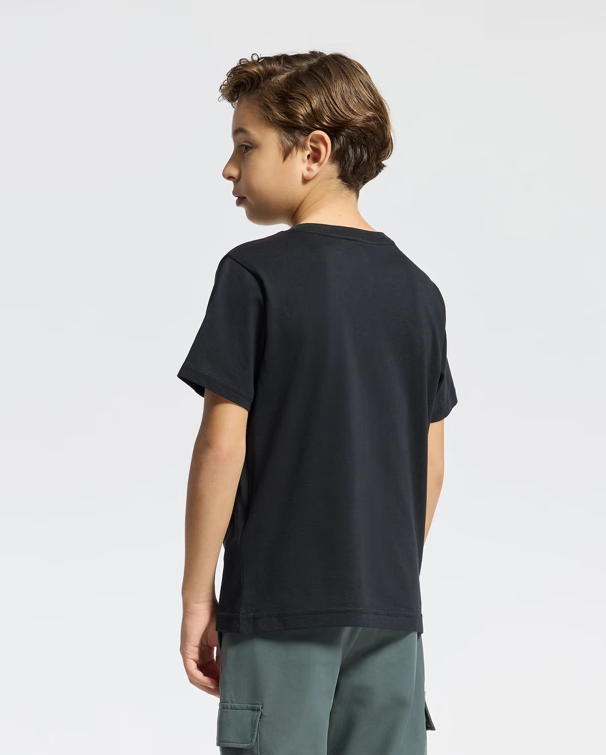 Back view of Psycho Bunny Kids Classic Crew Neck T-Shirt in black