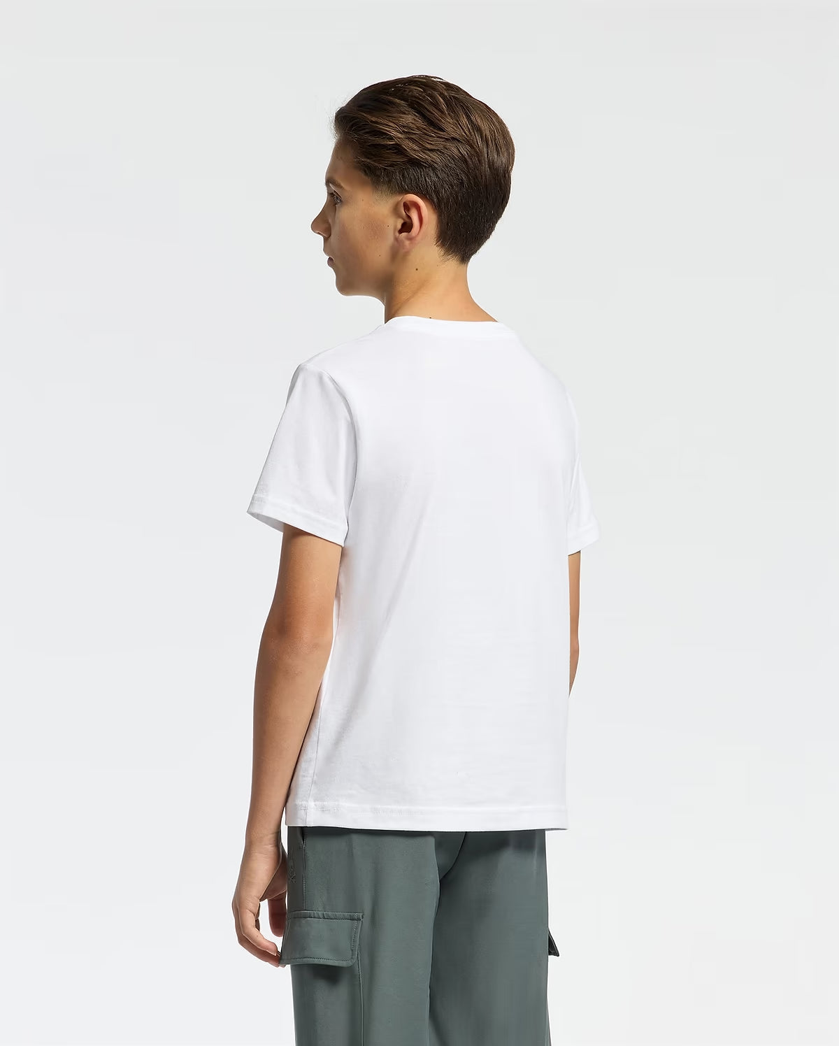 Back view of Psycho Bunny Kids Classic Crew Neck T-Shirt in white