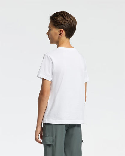 Back view of Psycho Bunny Kids Classic Crew Neck T-Shirt in white