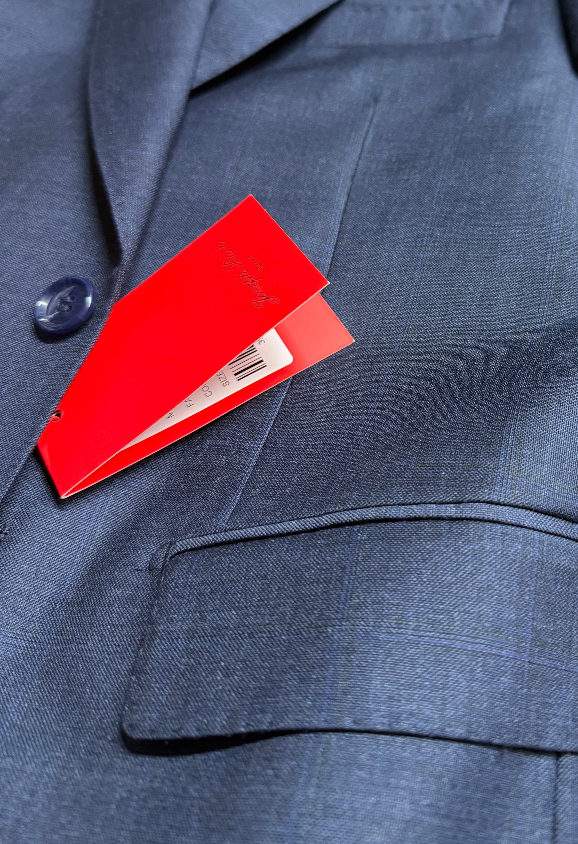 Navy Blue Plaid Wool Suit 