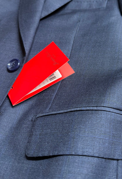 Navy Blue Plaid Wool Suit 